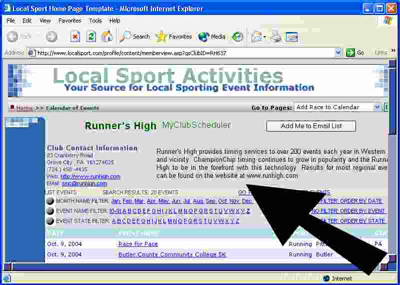 Click Here For Runner's High Race Calendar
